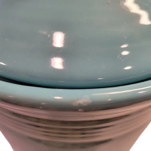 FIESTA MEDIUM pet dog bone CANISTER treat cookie CROCK TURQUOISE - Picture 11 of 11